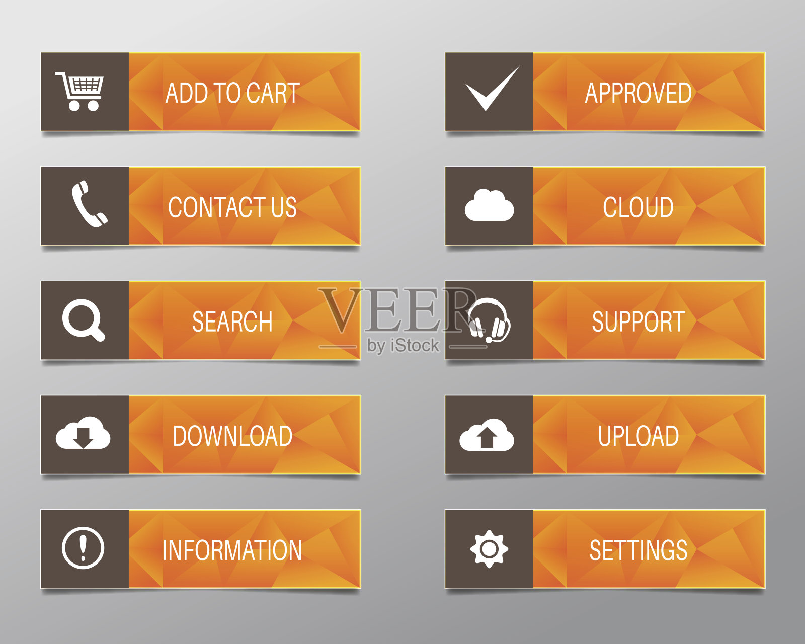 带有多边形背景的OrangeWebButtons设计模板素材