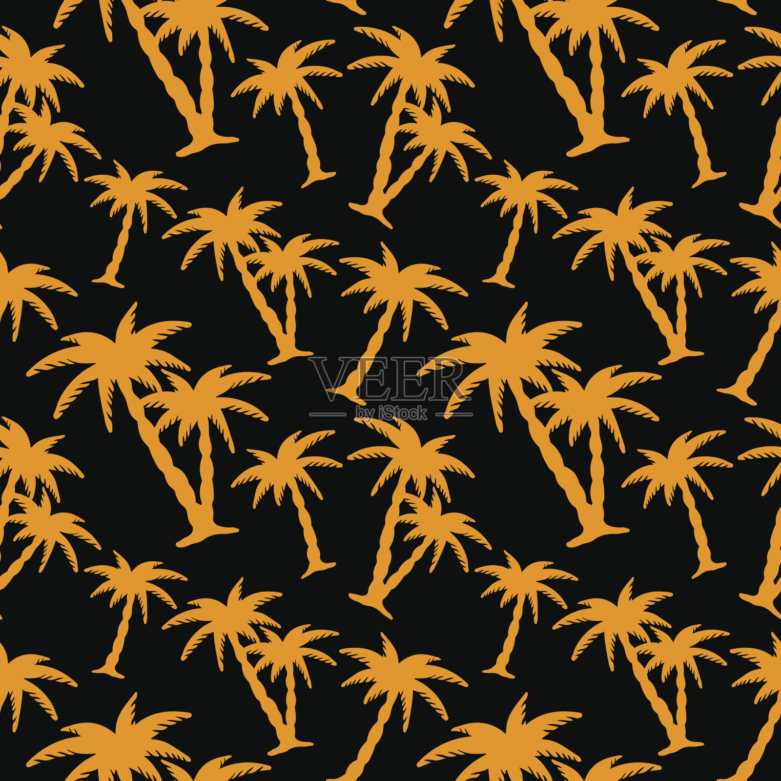 无缝图案与椰子树的轮廓插画图片素材