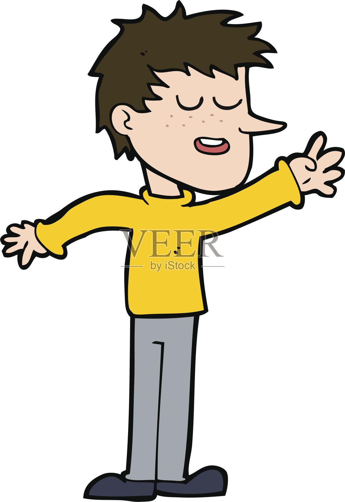 卡通快乐男人伸出手设计元素图片