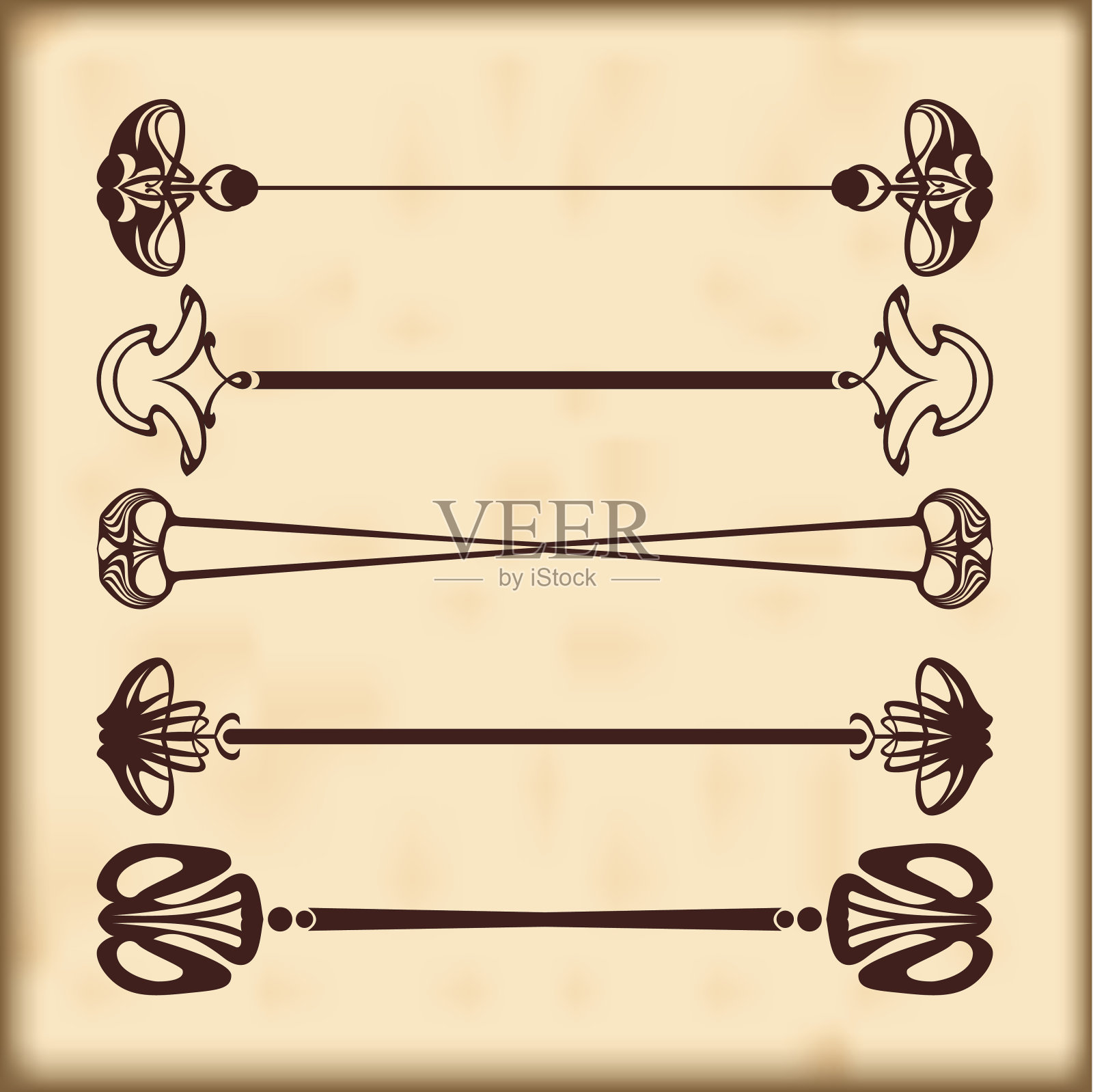 复古设计元素,文本分隔符和装饰插画图片素材