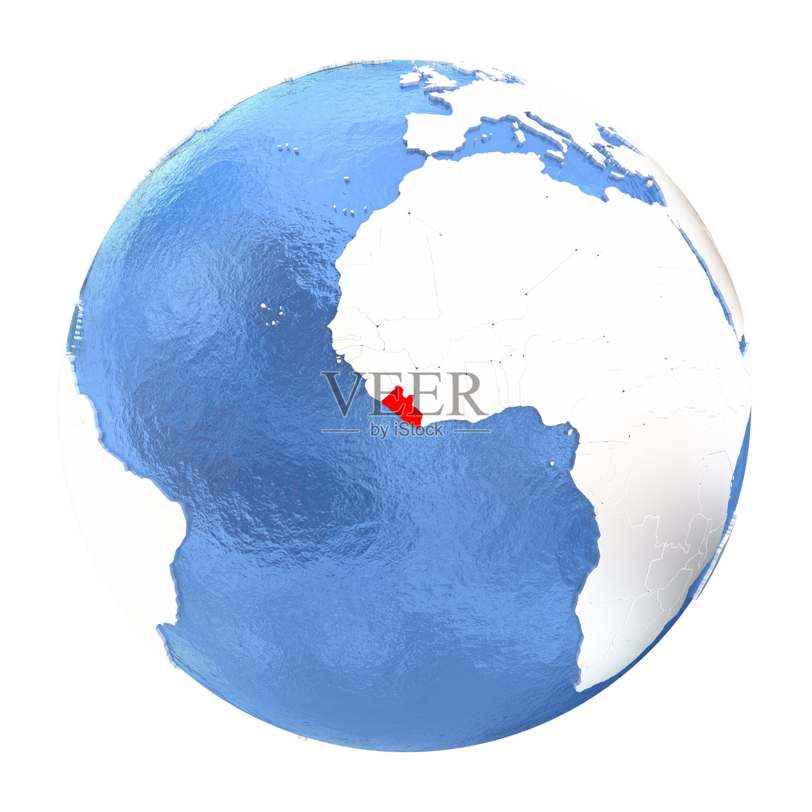 利比里亚在全球被孤立在白色照片摄影图片