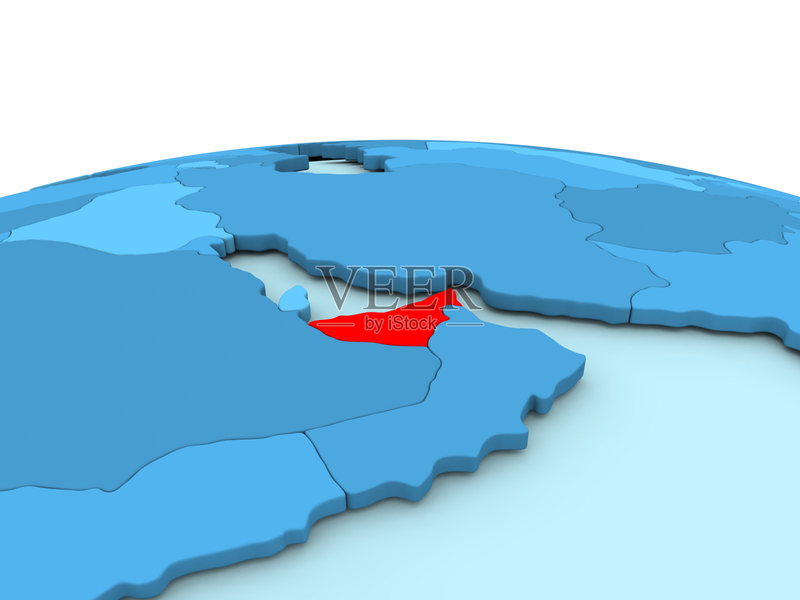 阿拉伯联合酋长国在蓝色地球上照片摄影图片
