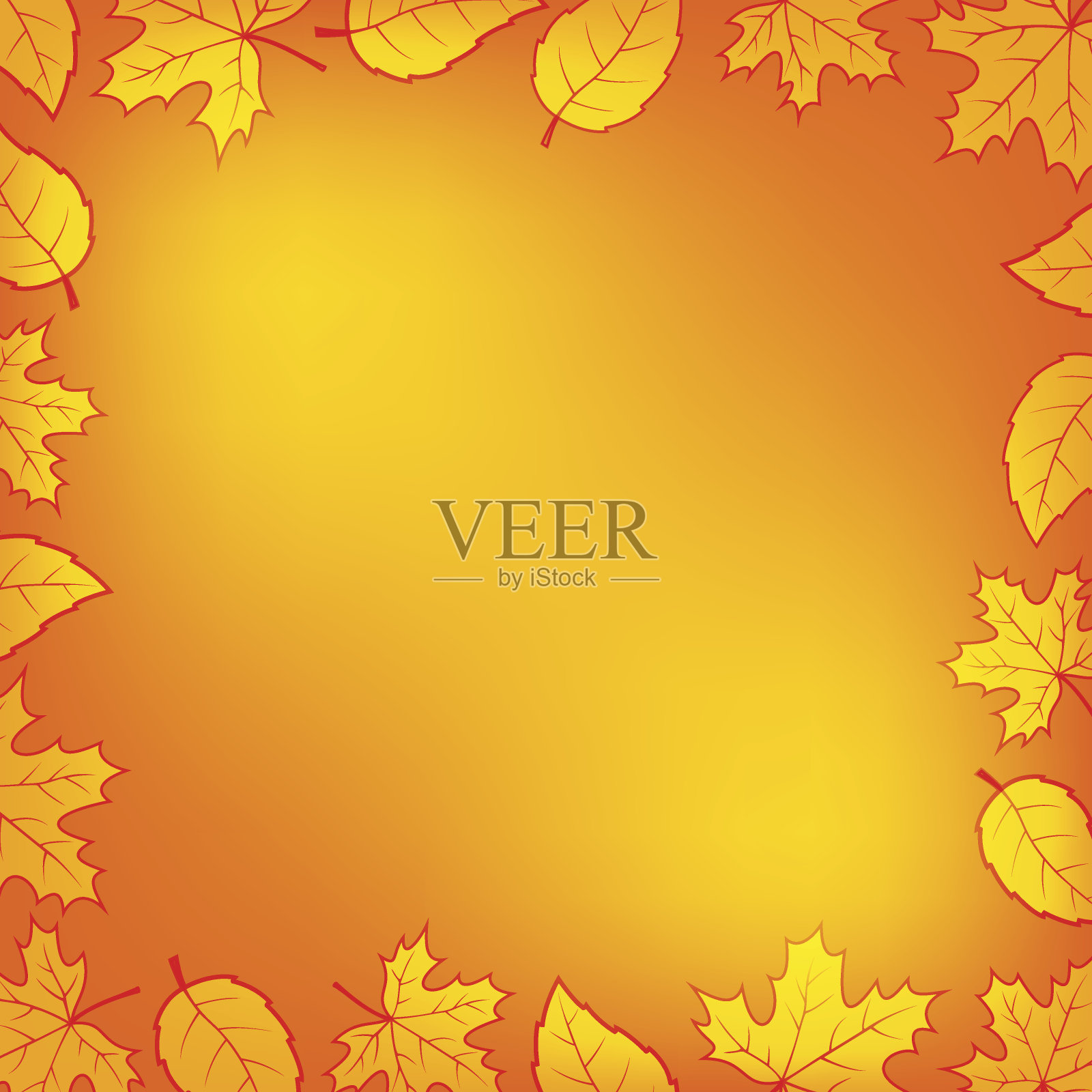 秋叶框架插画图片素材