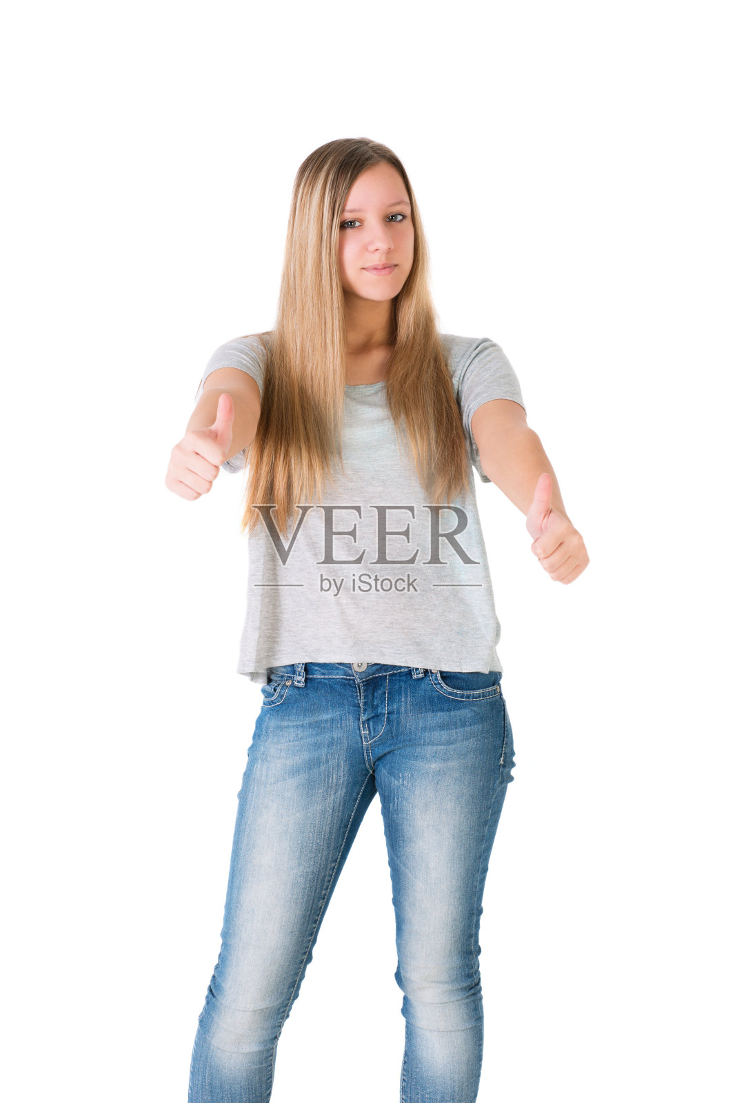 女孩竖起大拇指照片摄影图片