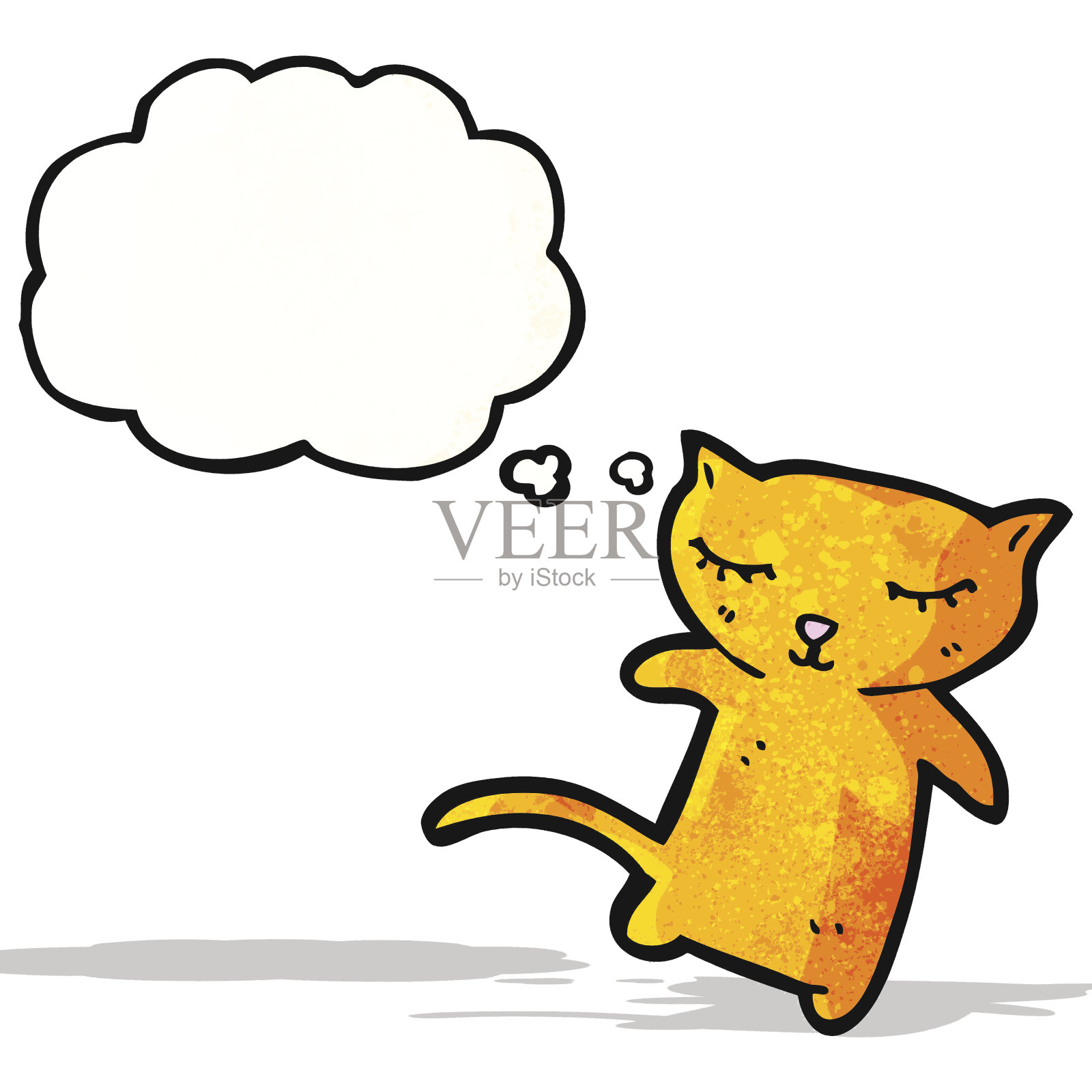 卡通小猫咪用思想泡泡插画图片素材