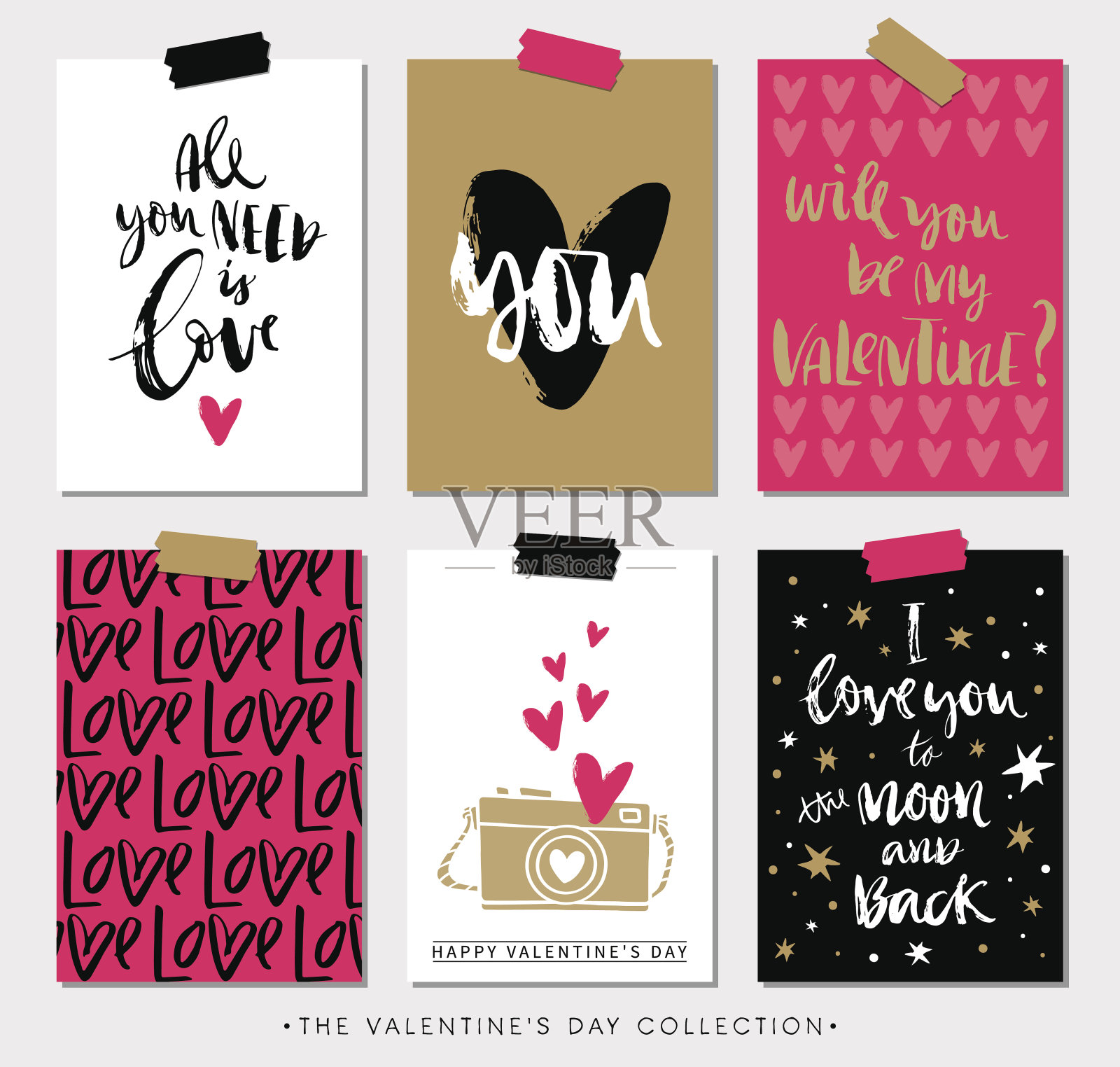 手写的情人节礼物标签和卡片。插画图片素材