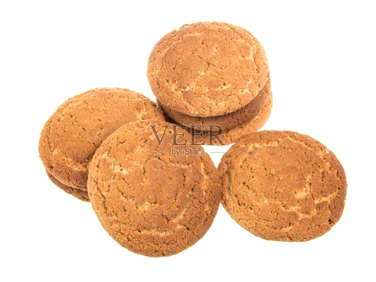 一堆美味的饼干孤立在白色的背景照片摄影图片