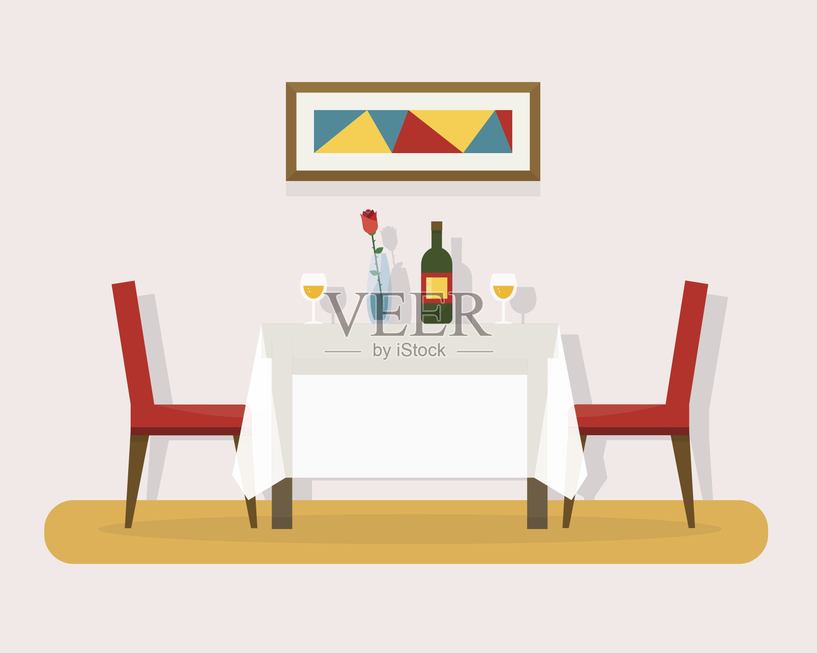在餐桌上约会,喝杯红酒插画图片素材