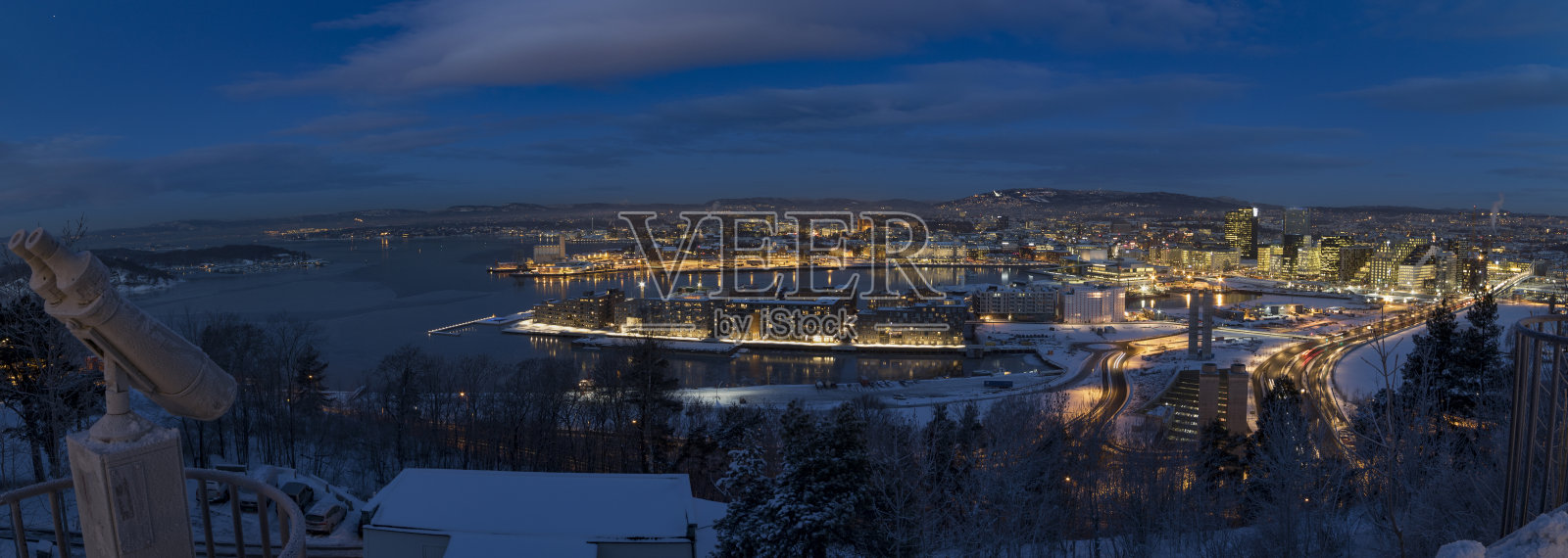 奥斯陆冬季清晨全景图照片摄影图片