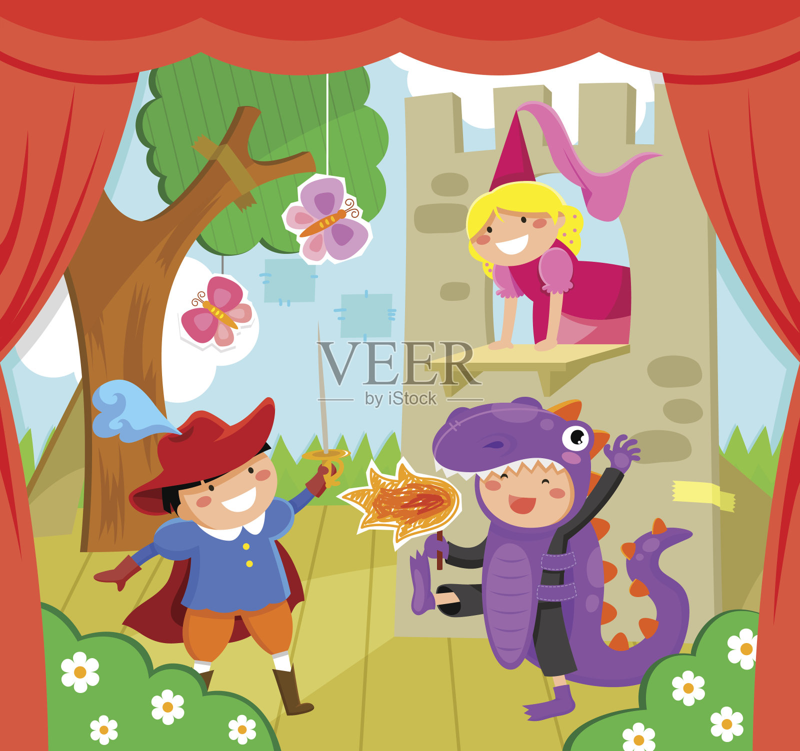 孩子们在舞台上插画图片素材