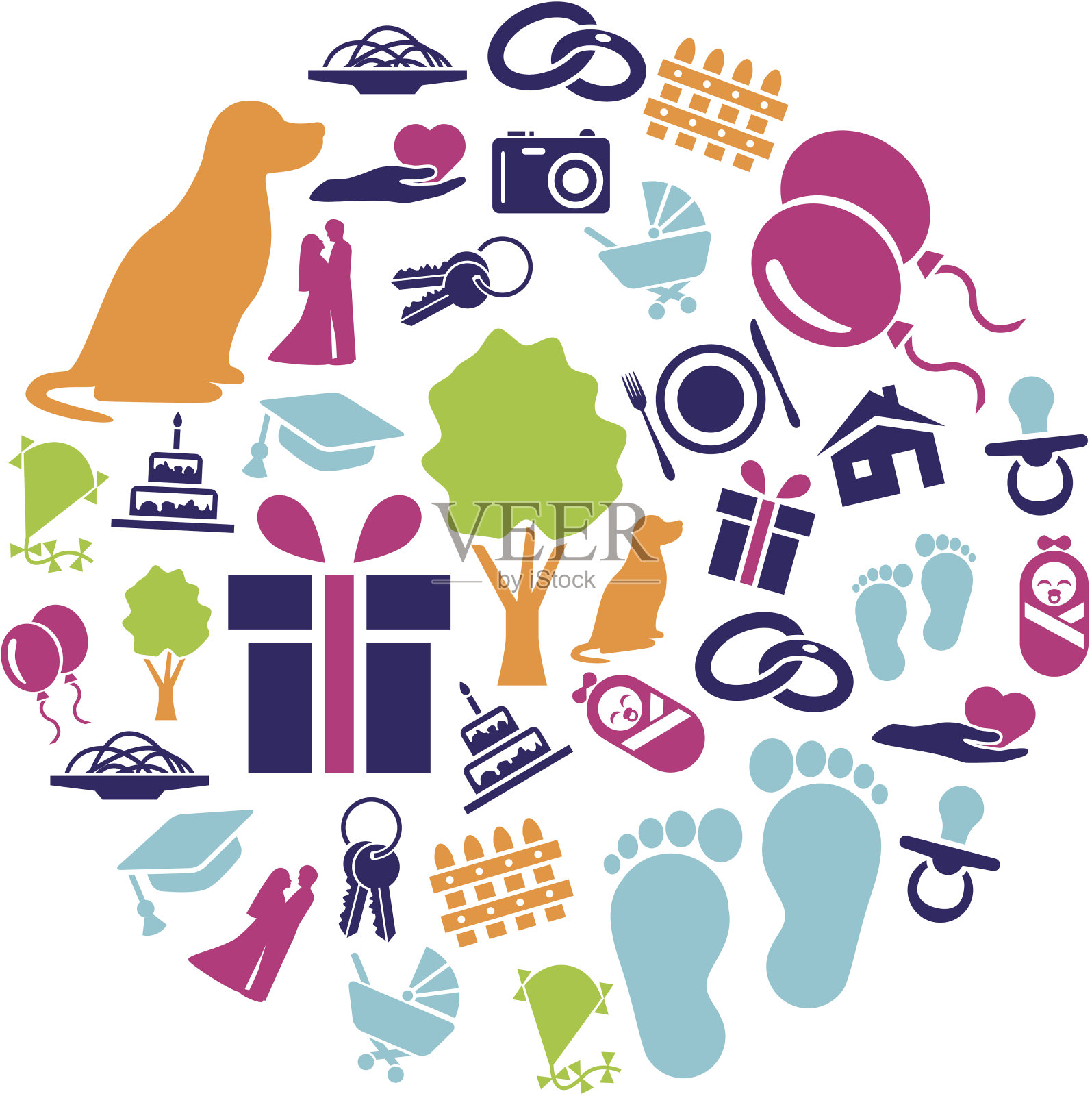 家族图标圈插画图片素材