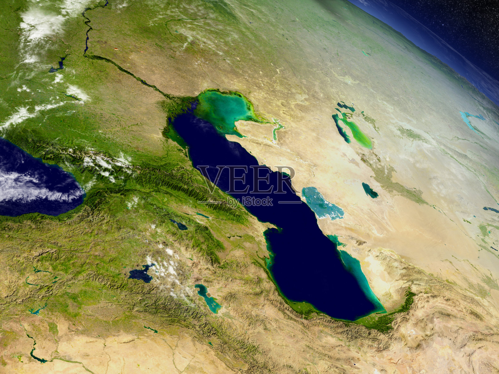 从太空看高加索地区照片摄影图片