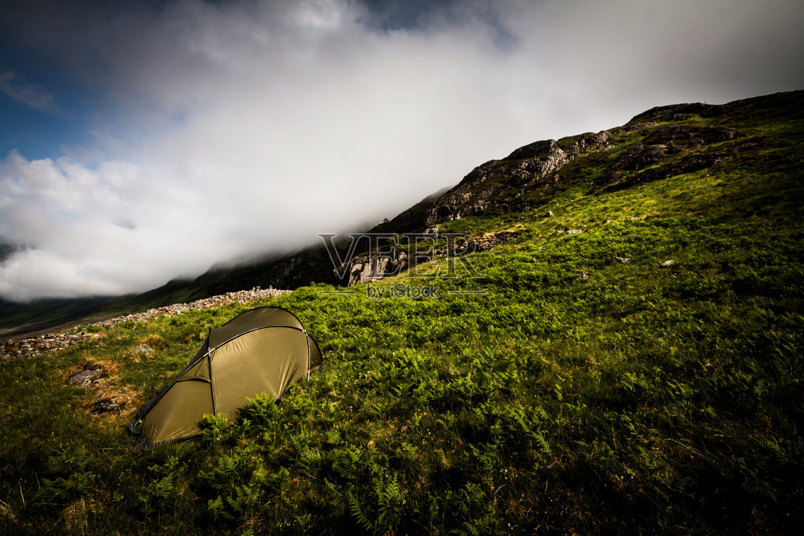 帐篷搭在格兰科,苏格兰照片摄影图片