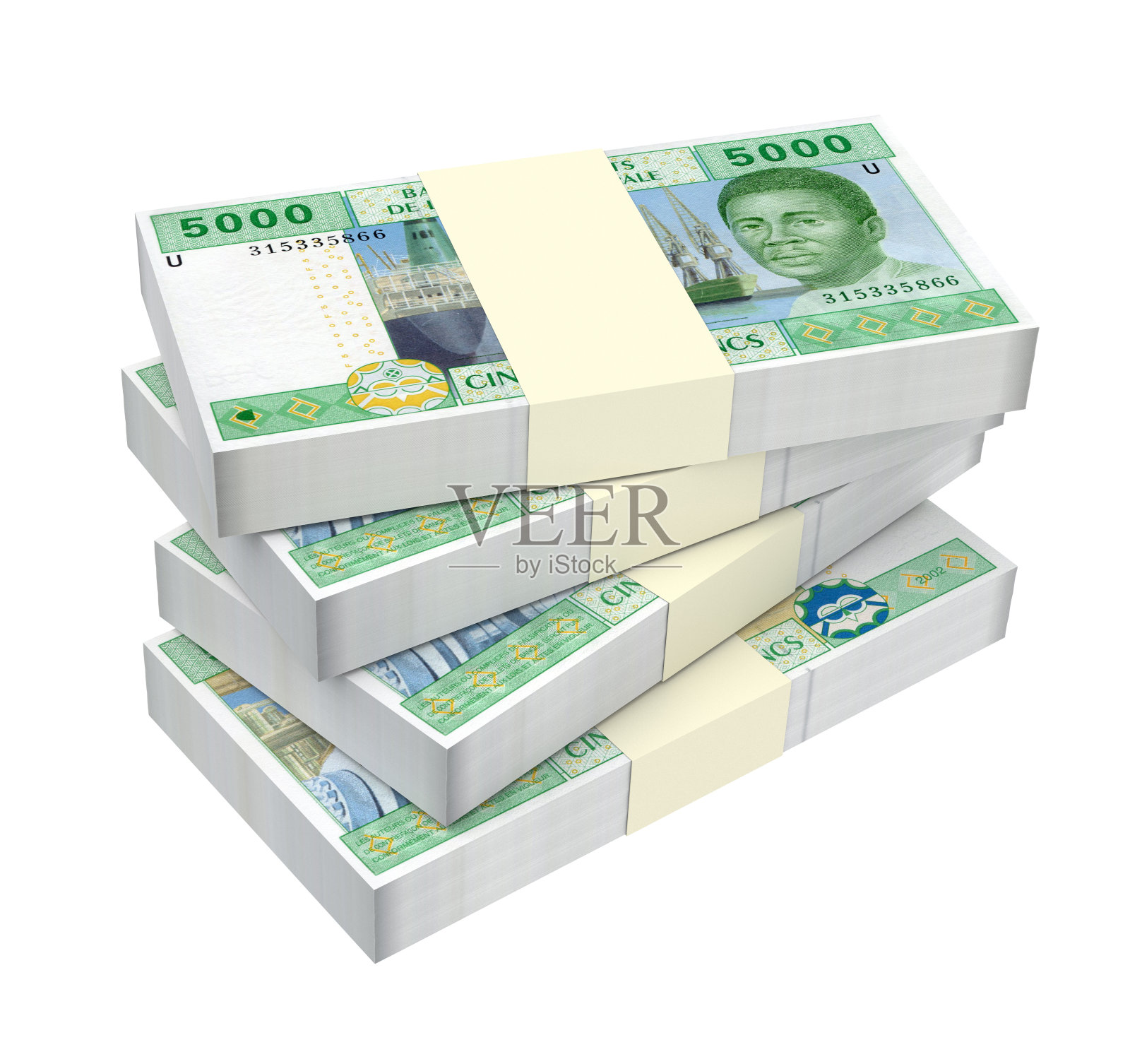 中非非洲金融共同体法郎孤立的白色背景。照片摄影图片