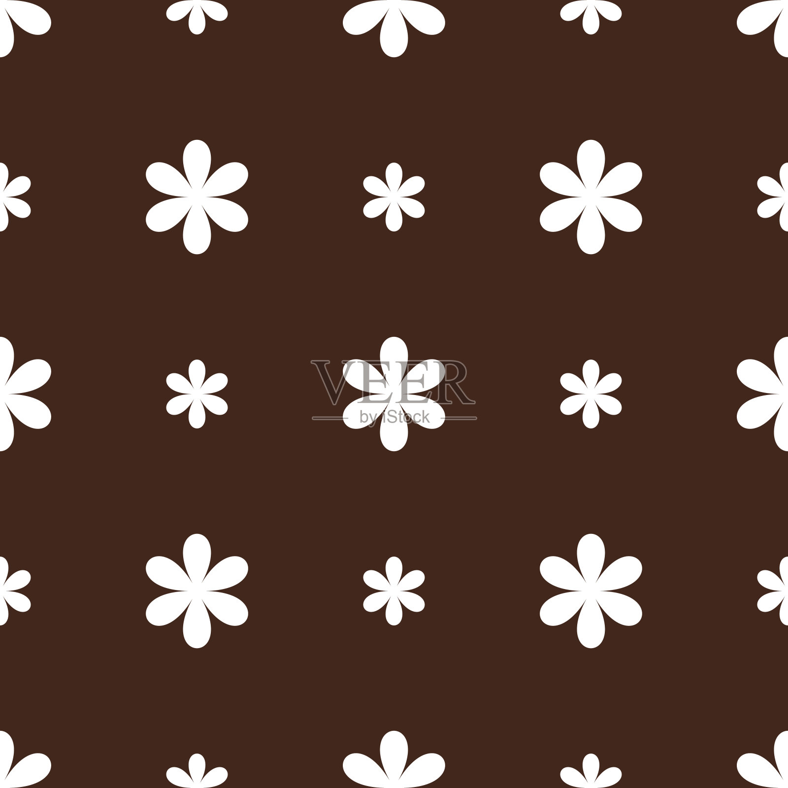 棕色无缝背景与花插画图片素材
