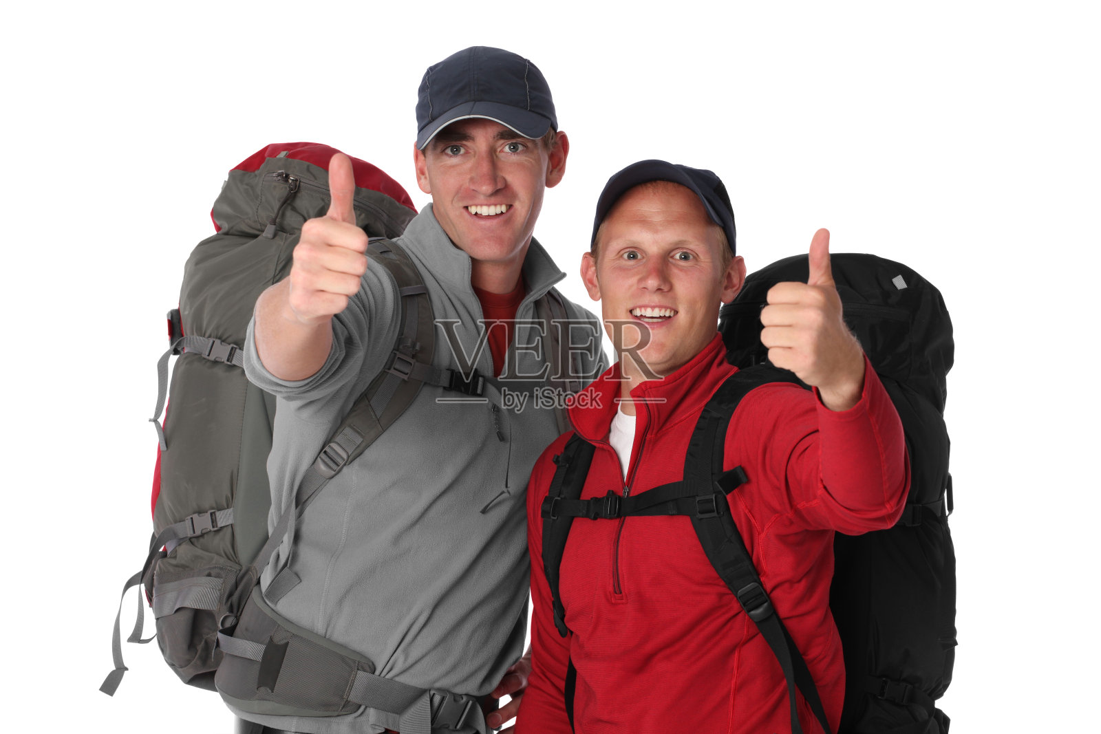 两个背包客竖起大拇指照片摄影图片