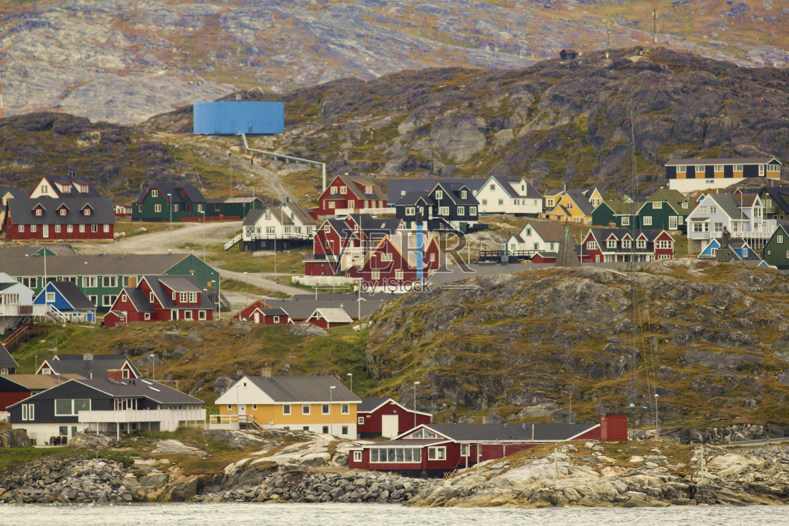 格陵兰岛Nuuk (Godthab)的彩色房屋照片摄影图片