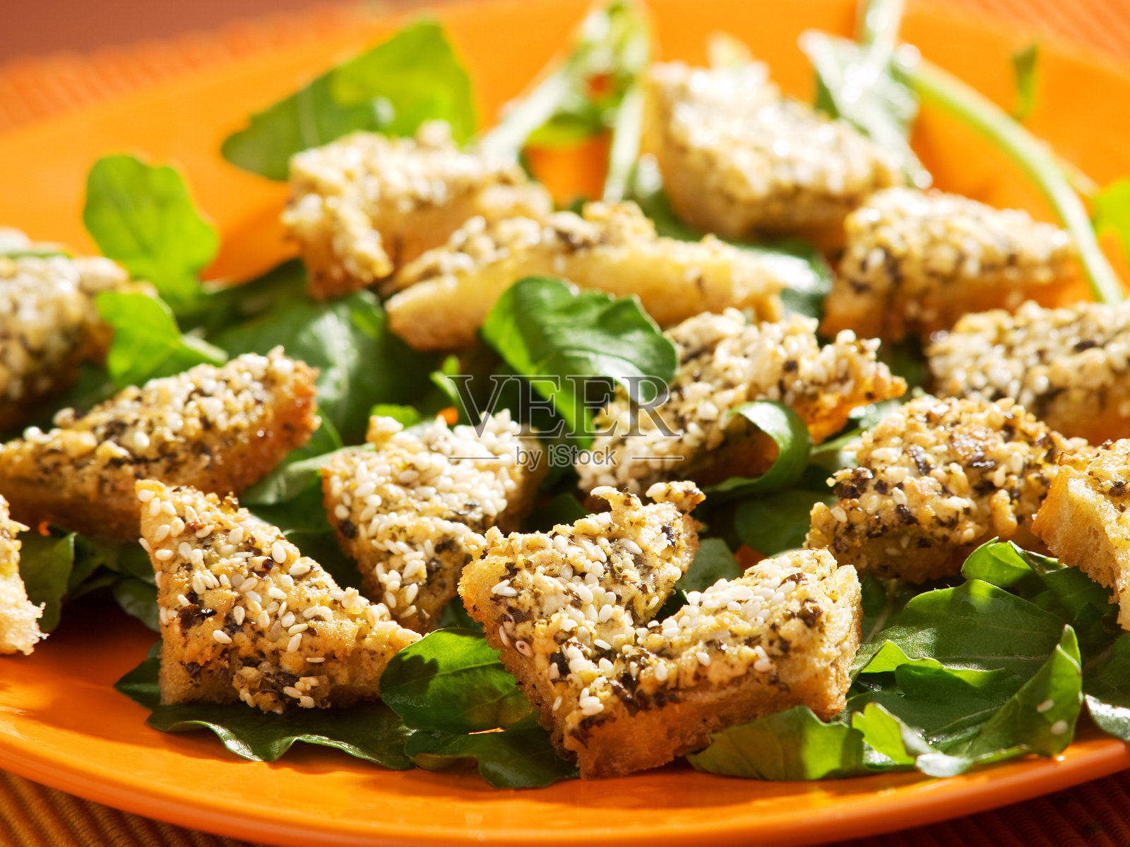 豆腐芝麻炸面包片照片摄影图片