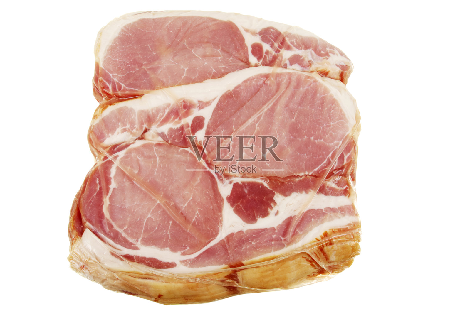 一包孤立的白培根照片摄影图片