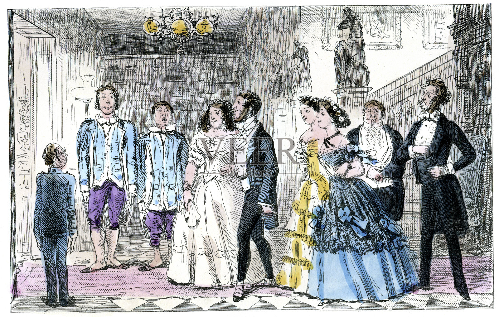 维多利亚时代的方插画图片素材