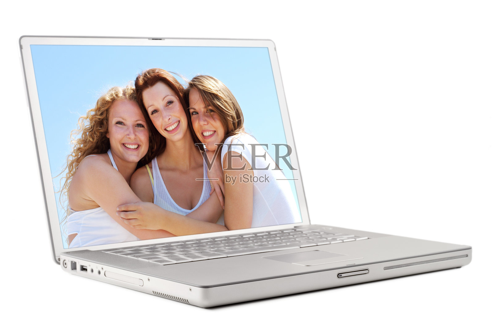 笔记本电脑上的好朋友照片摄影图片