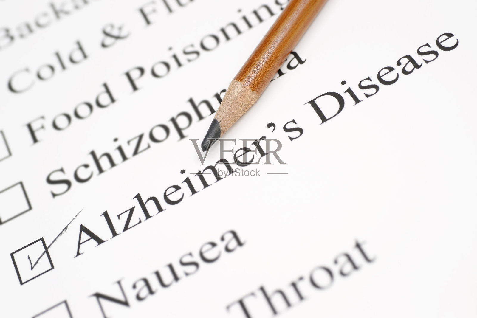 老年痴呆症检查表照片摄影图片