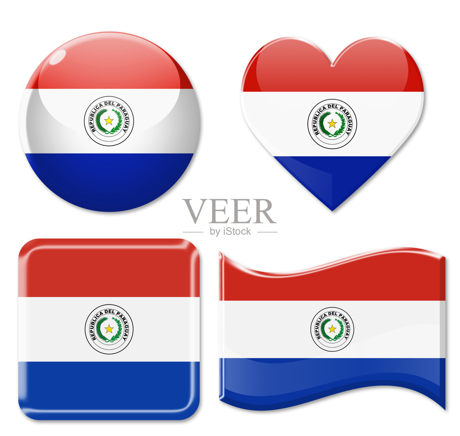 巴拉圭国旗和图标设置照片摄影图片