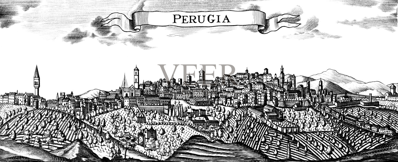 老城插画图片素材