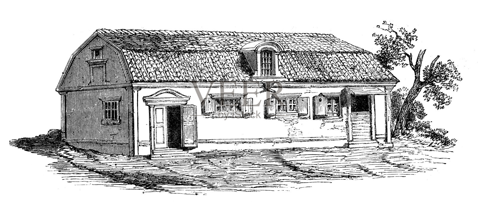 斯韦登堡住宅的古董插图插画图片素材