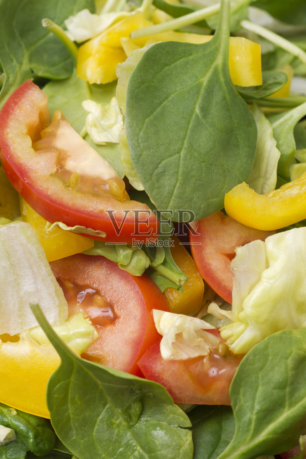 简单的莴苣和菠菜沙拉照片摄影图片