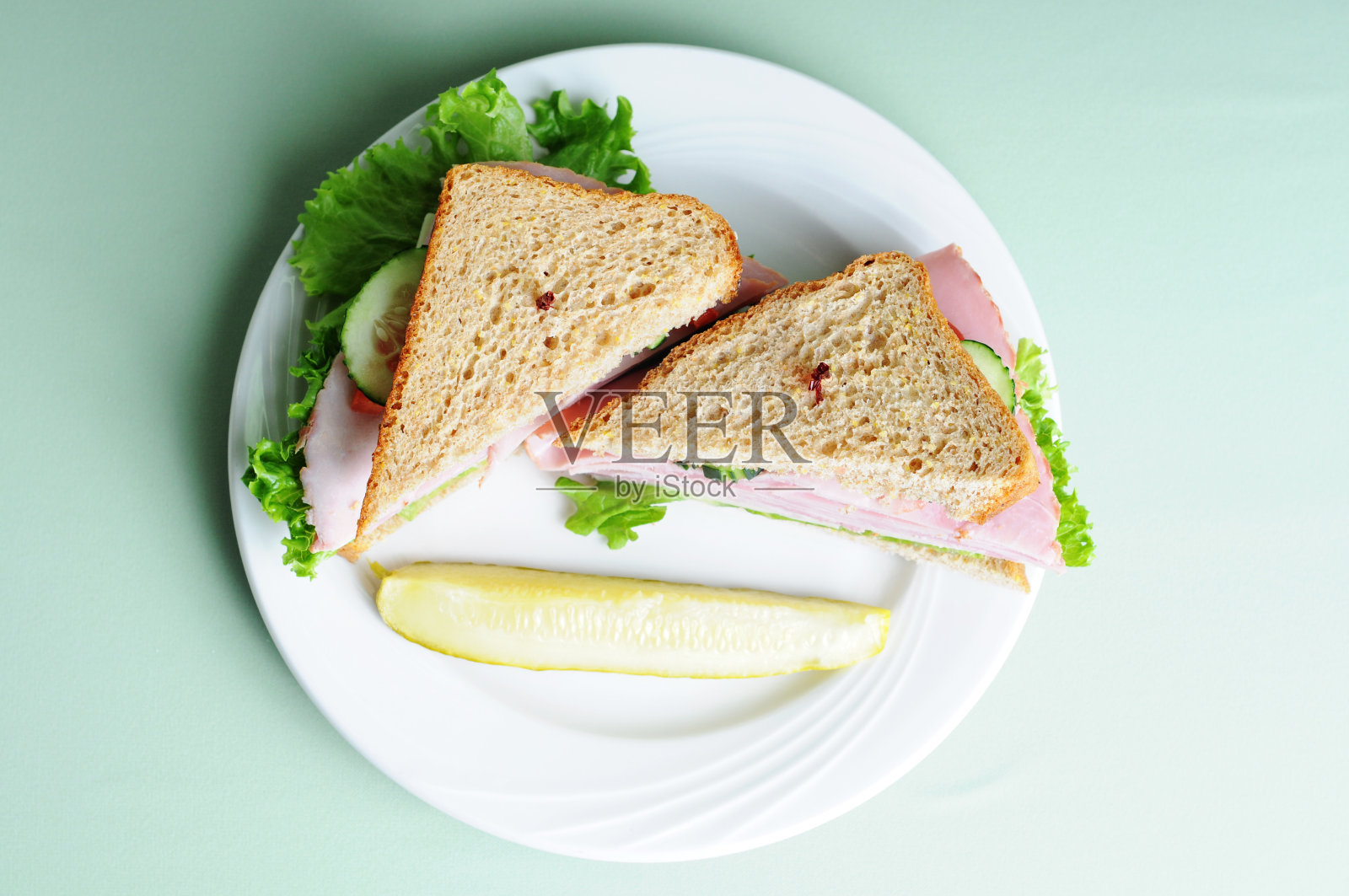 堆叠火腿三明治照片摄影图片