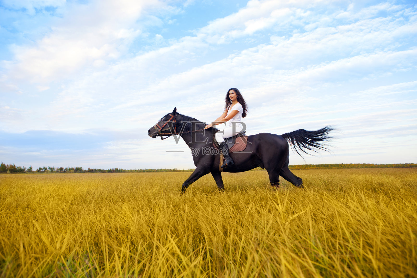 美丽的女人和马照片摄影图片