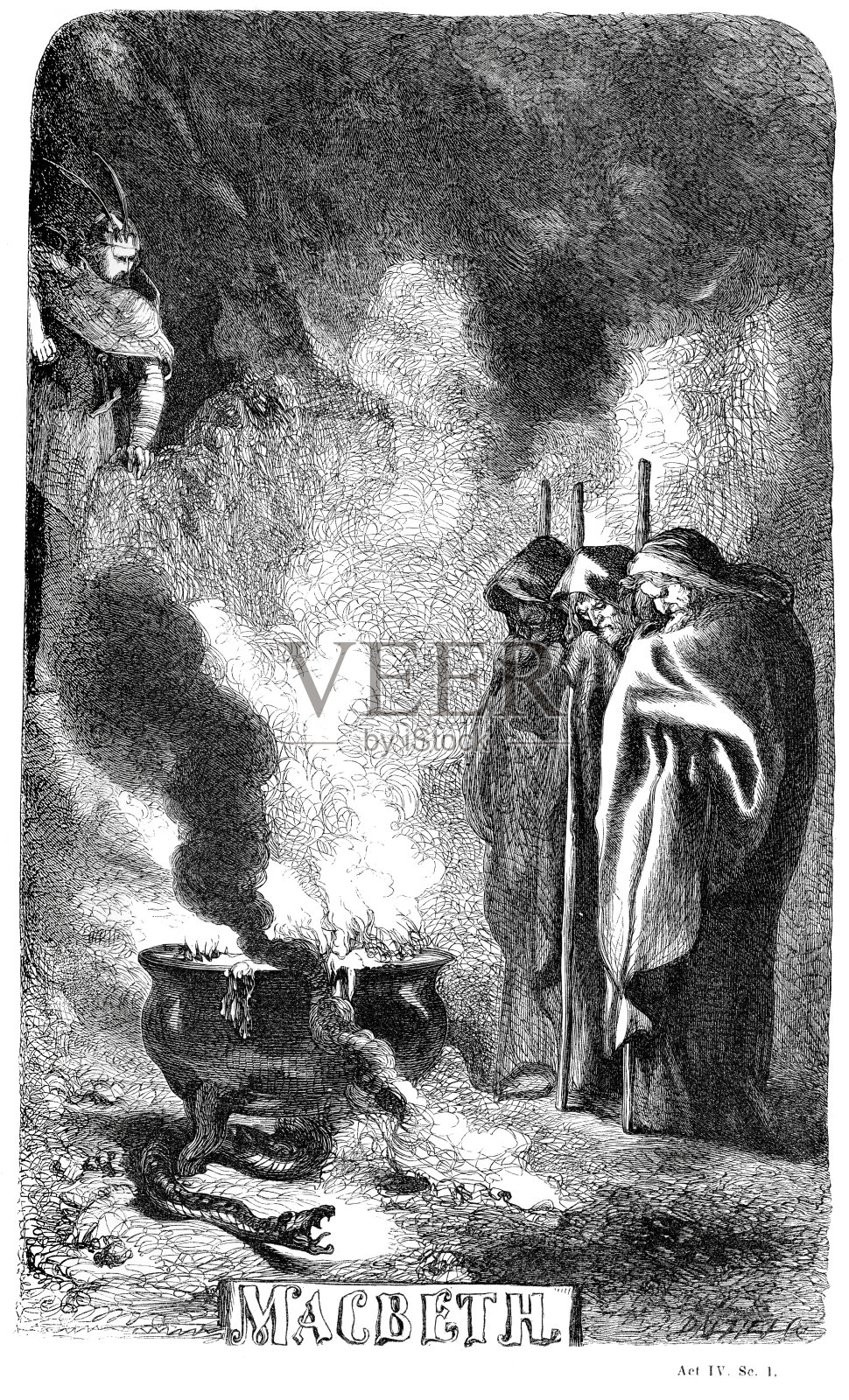 《麦克白与女巫插画图片素材