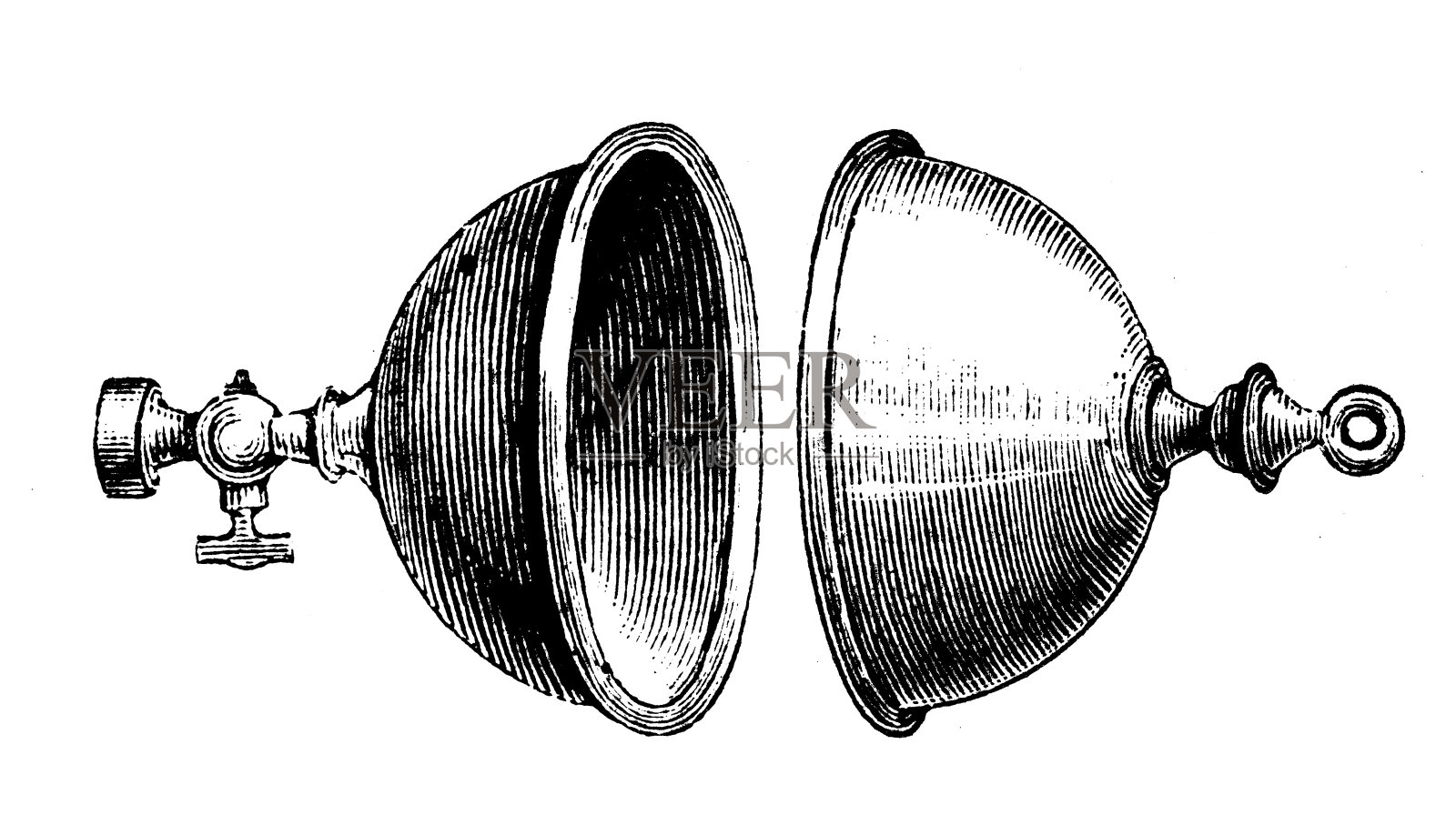 马格德堡半球的古董插图设计元素图片