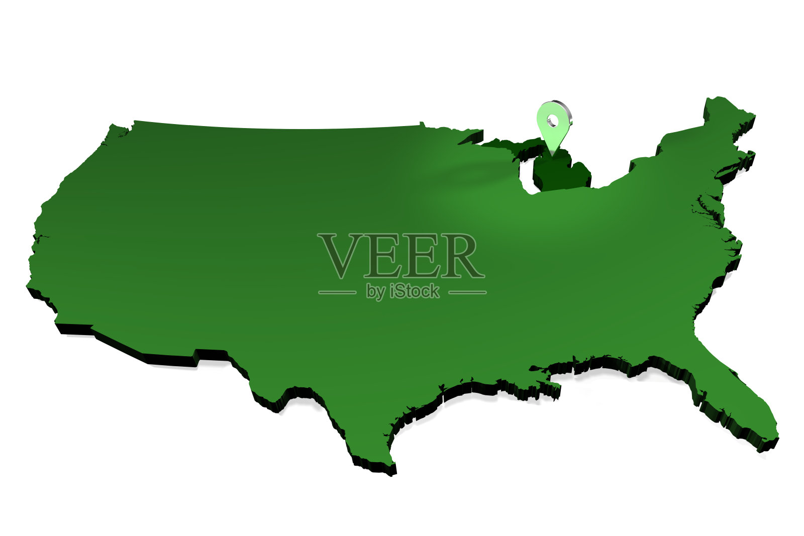 美国地图-州定位器-密歇根州照片摄影图片