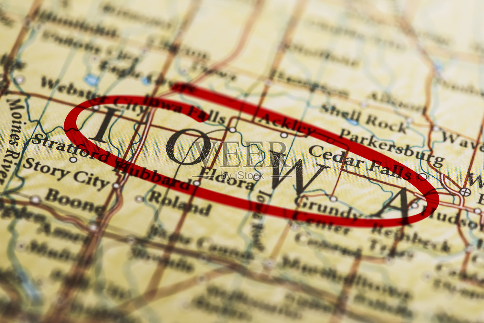 地图上标出爱荷华州照片摄影图片