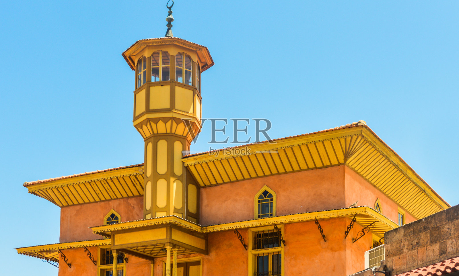 希腊罗得斯的宣礼塔照片摄影图片