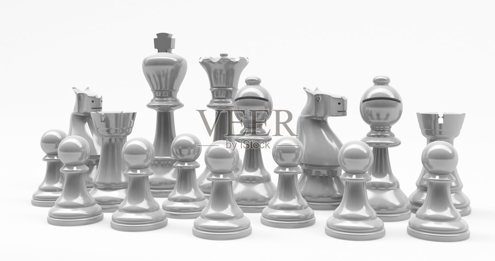 3D混合金属棋子照片摄影图片