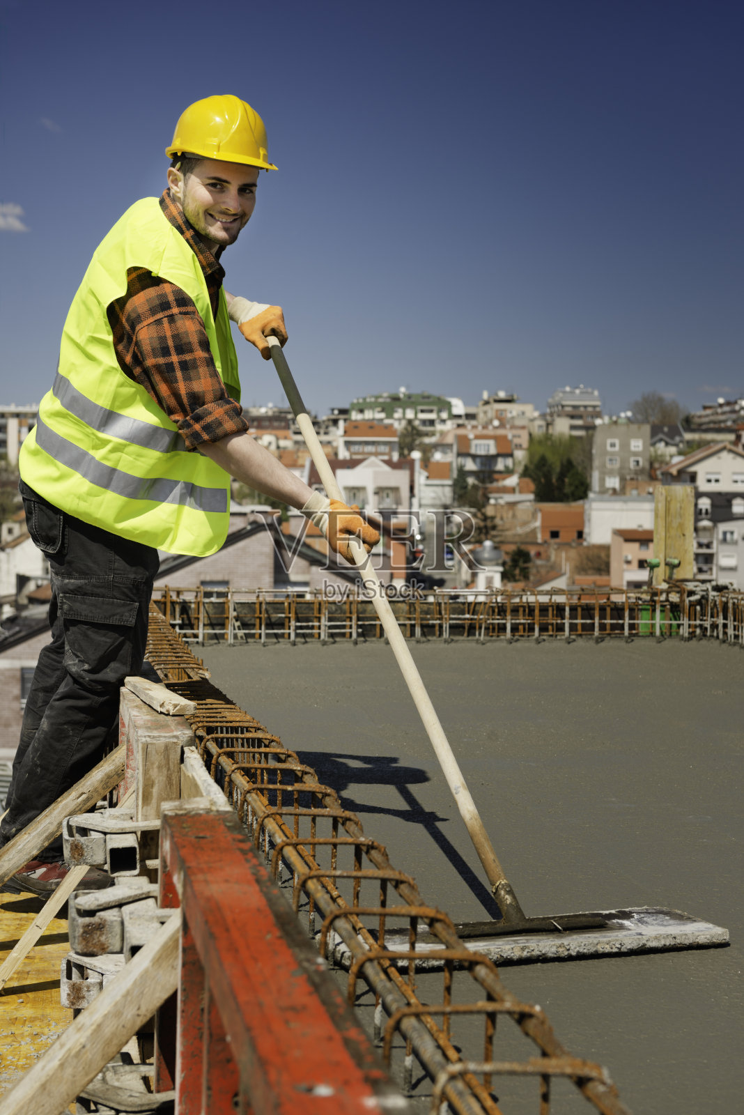 建筑工人平滑混凝土照片摄影图片