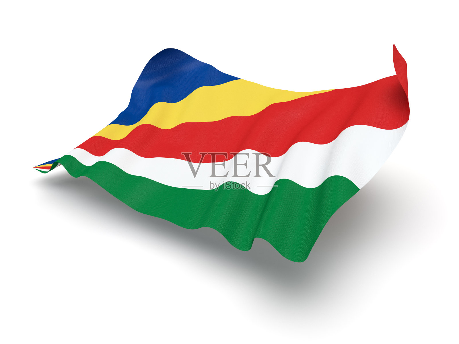 盘旋的塞舌尔旗帜(剪报路径)照片摄影图片