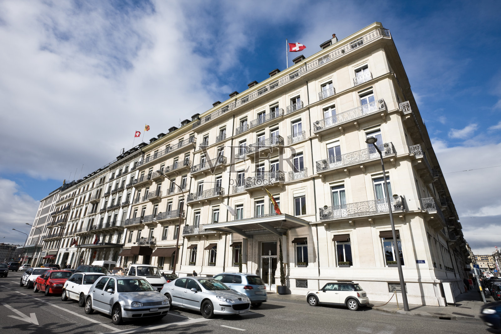 日内瓦酒店与交通照片摄影图片