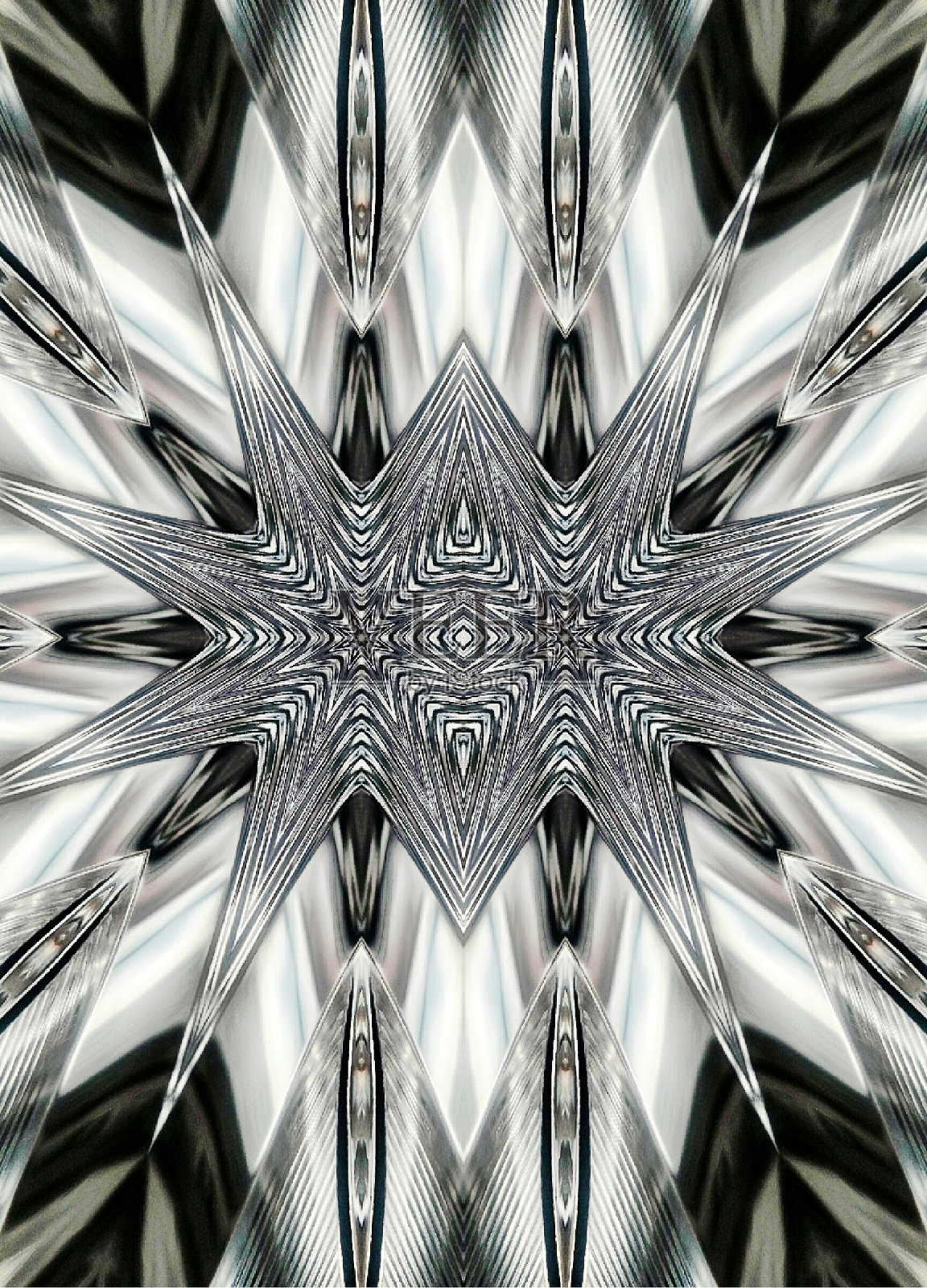 金属抽象曼陀罗花卉图案照片摄影图片