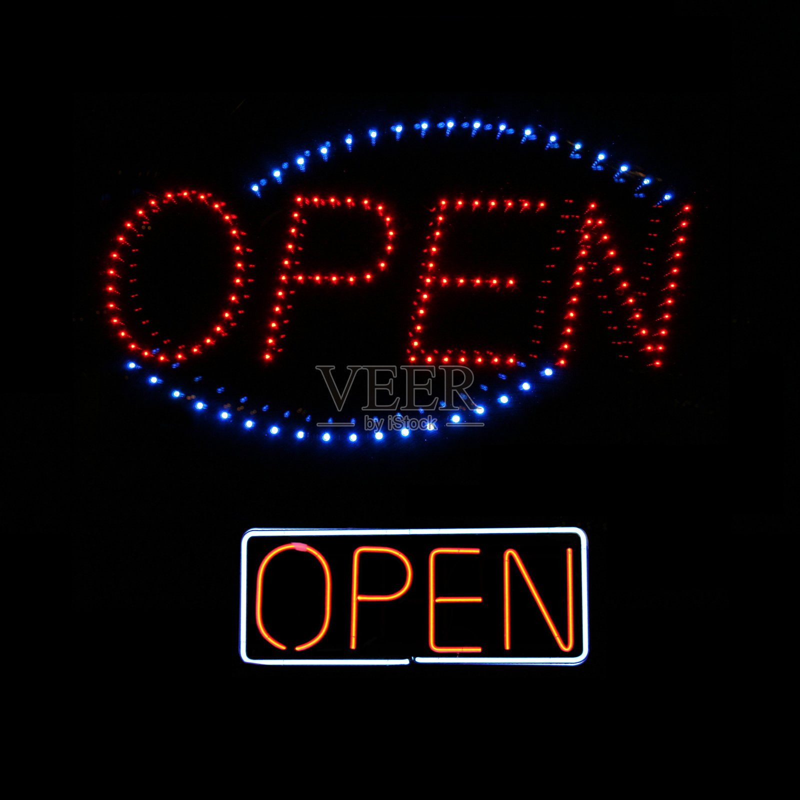 两个开放霓虹灯照片摄影图片