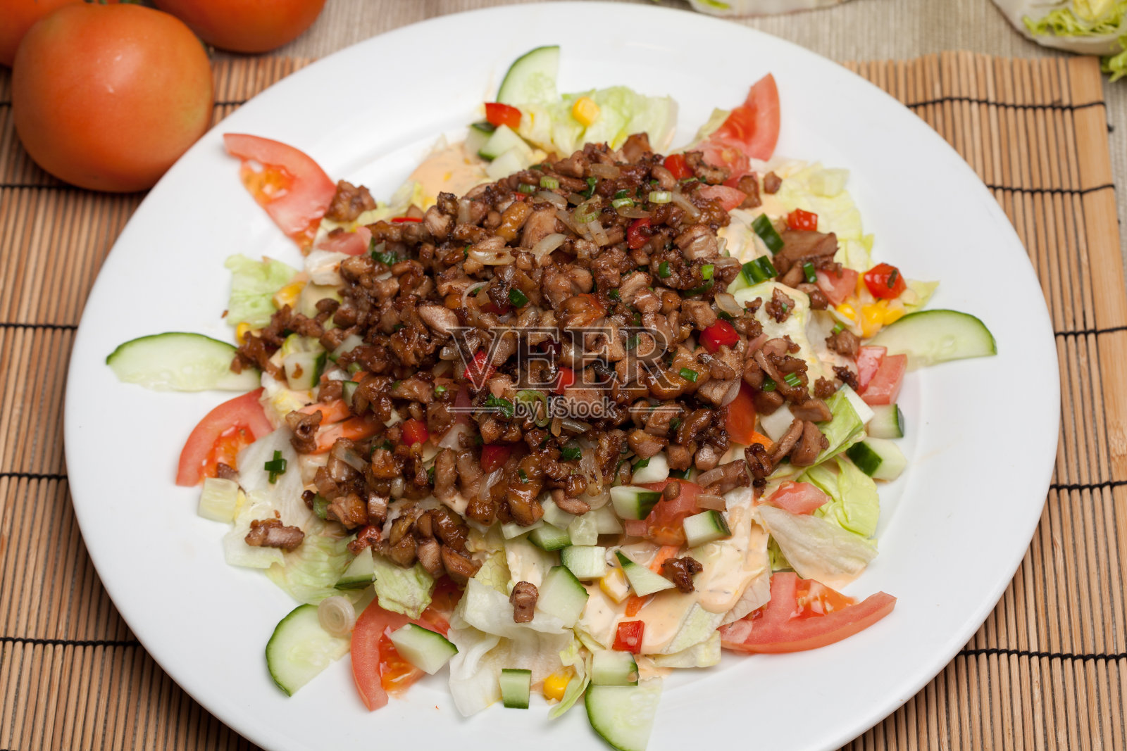 鸭子沙拉照片摄影图片