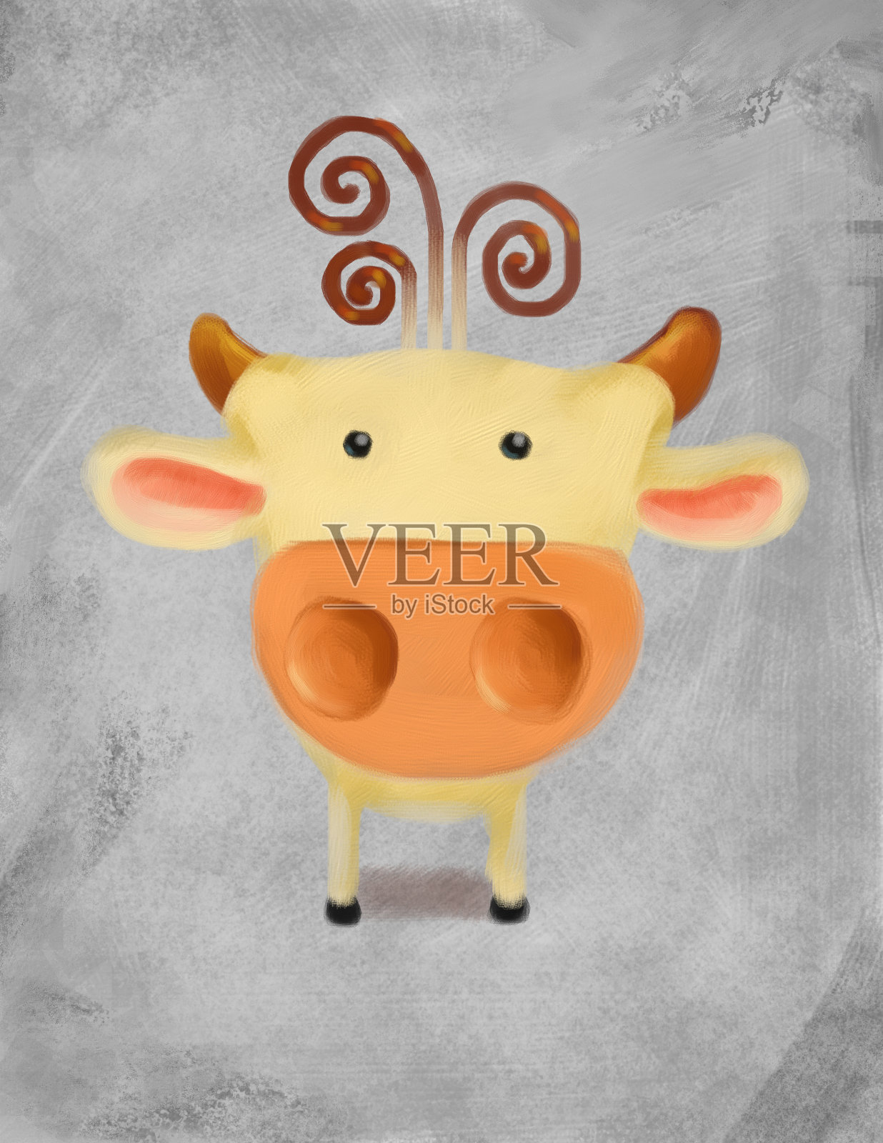 小母牛插画图片素材