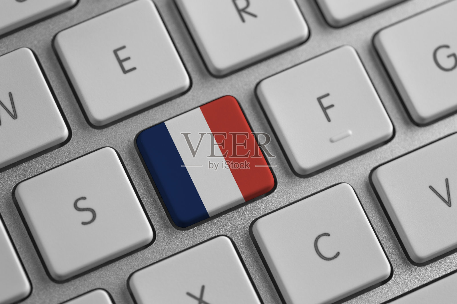 法国国旗在笔记本电脑上照片摄影图片