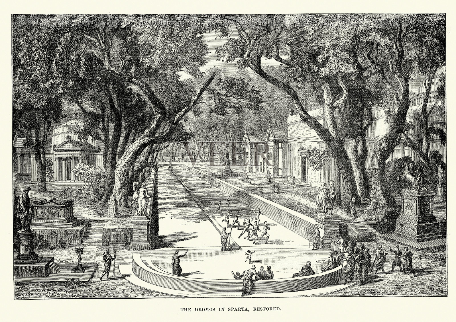 古斯巴达的Dromos(赛马场)插画图片素材