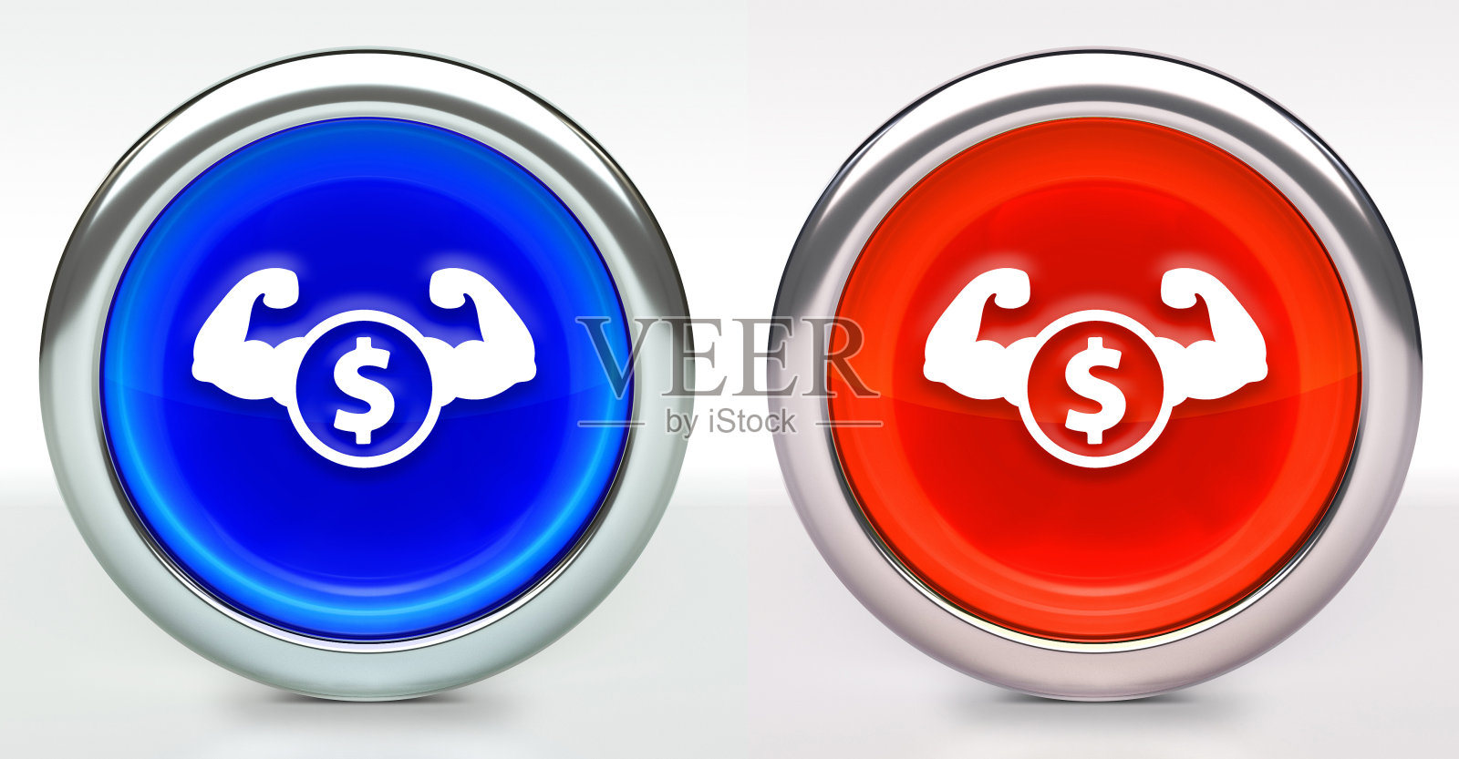 强硬的金钱图标按钮与金属环照片摄影图片