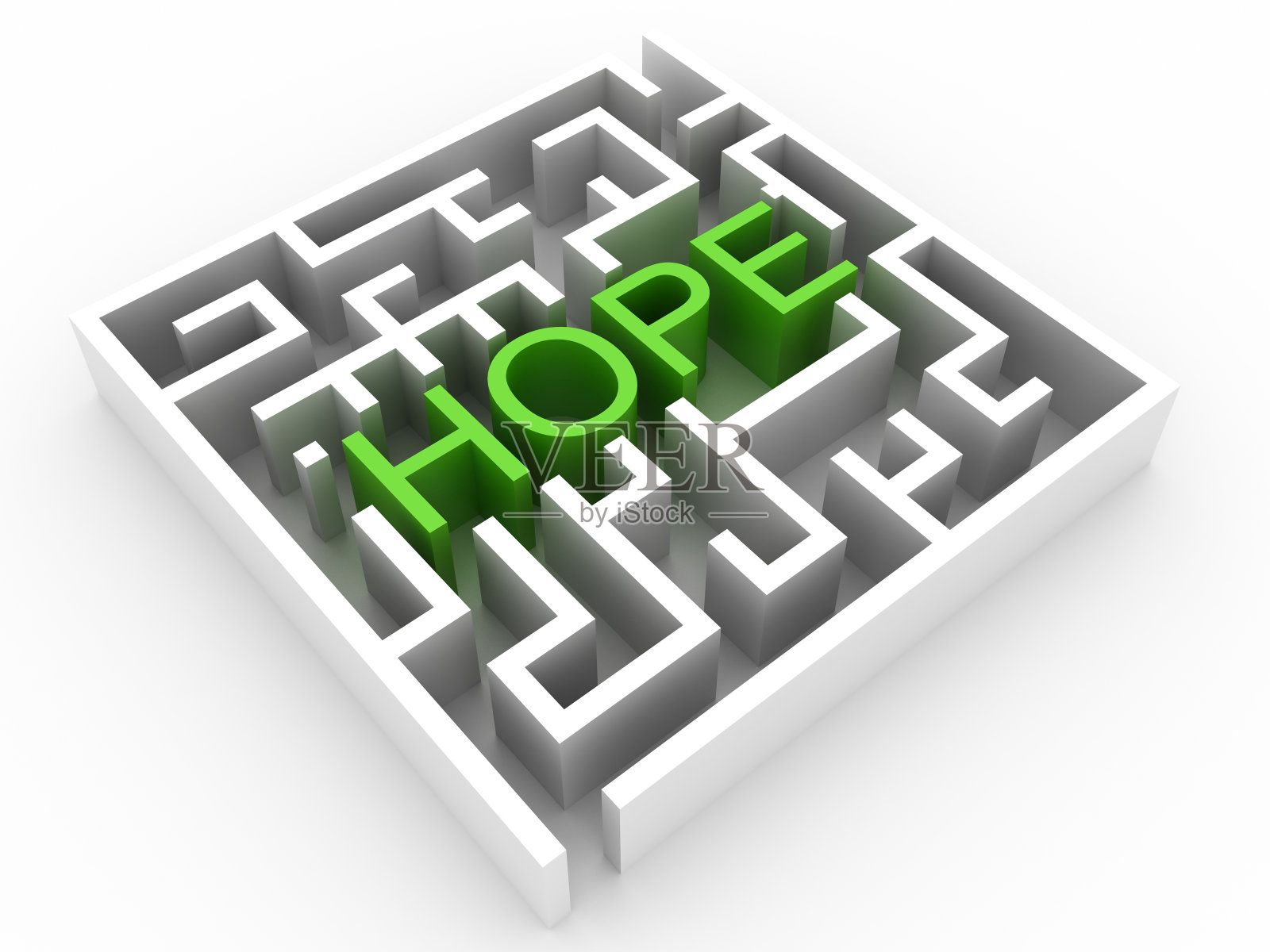 HOPE文字迷宫(白色孤立)照片摄影图片