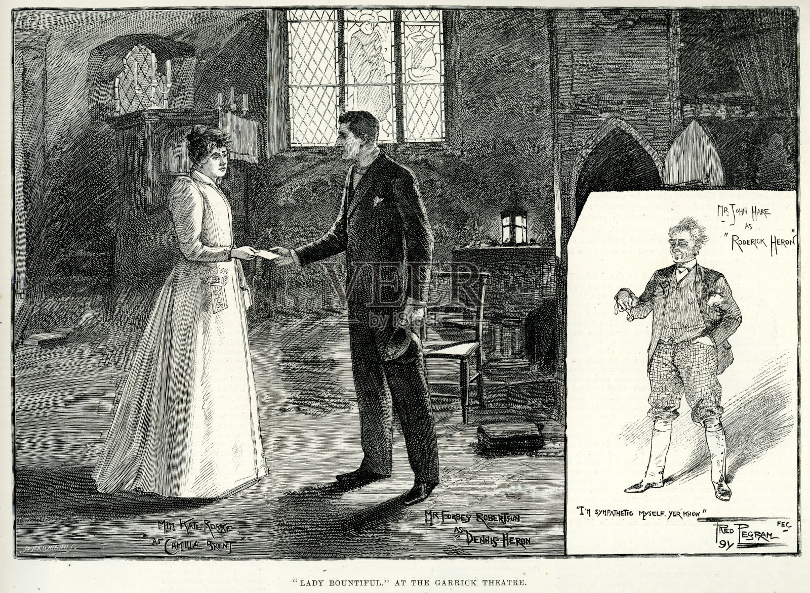 加里克剧院的慷慨女士插画图片素材